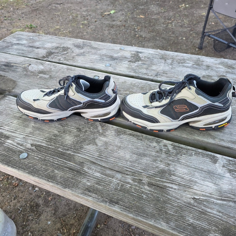 Skechers Sport Vigor 3 Sneakers Size 10 Wide Fit Mens Taupe Black Orange 237145W